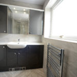 black and white bathroom- sink and radiator